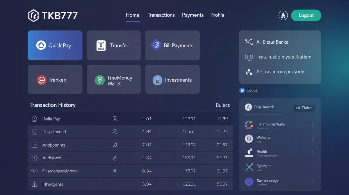 ระบบการเงิน TKB777 แสดงช่องทางการฝาก-ถอนและระบบ AI ที่ปลอดภัย